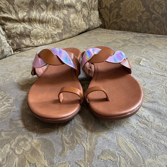 Fitflop REAGAN ROPE TOE RING Light Brown/ Sparkly Pink sandals Women Sz 9 M - Picture 5 of 8